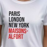 T-Shirt Blanc Paris London New York Maisons-Alfort Pour femme-2