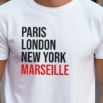 T-Shirt Blanc Paris London New York Marseille Pour homme-2