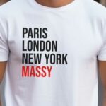 T-Shirt Blanc Paris London New York Massy Pour homme-2