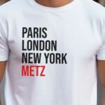 T-Shirt Blanc Paris London New York Metz Pour homme-2