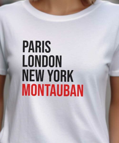 T-Shirt Blanc Paris London New York Montauban Pour femme-2