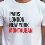 T-Shirt Blanc Paris London New York Montauban Pour homme-2
