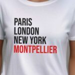 T-Shirt Blanc Paris London New York Montpellier Pour femme-2