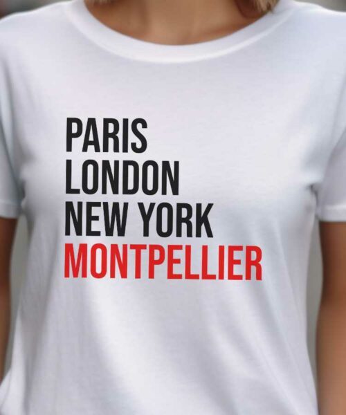 T-Shirt Blanc Paris London New York Montpellier Pour femme-2