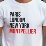T-Shirt Blanc Paris London New York Montpellier Pour homme-2