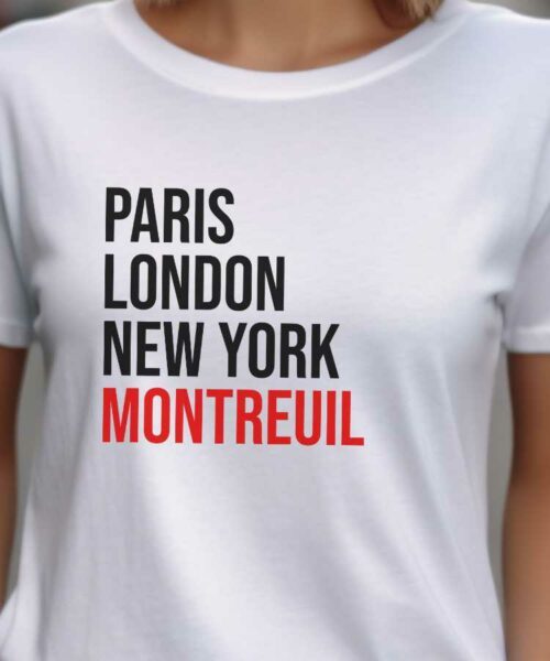 T-Shirt Blanc Paris London New York Montreuil Pour femme-2
