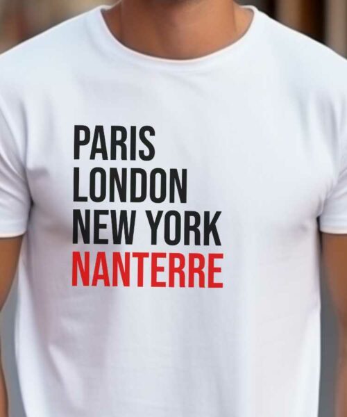 T-Shirt Blanc Paris London New York Nanterre Pour homme-2