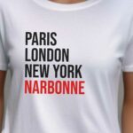 T-Shirt Blanc Paris London New York Narbonne Pour femme-2