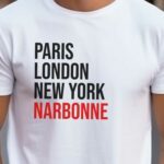 T-Shirt Blanc Paris London New York Narbonne Pour homme-2