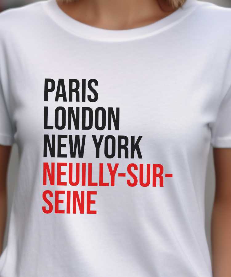 T-Shirt Blanc Paris London New York Neuilly-sur-Seine Pour femme-2