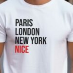 T-Shirt Blanc Paris London New York Nice Pour homme-2