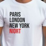 T-Shirt Blanc Paris London New York Niort Pour homme-2