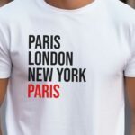 T-Shirt Blanc Paris London New York Paris Pour homme-2