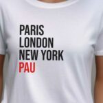 T-Shirt Blanc Paris London New York Pau Pour femme-2