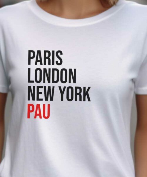 T-Shirt Blanc Paris London New York Pau Pour femme-2