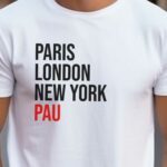 T-Shirt Blanc Paris London New York Pau Pour homme-2