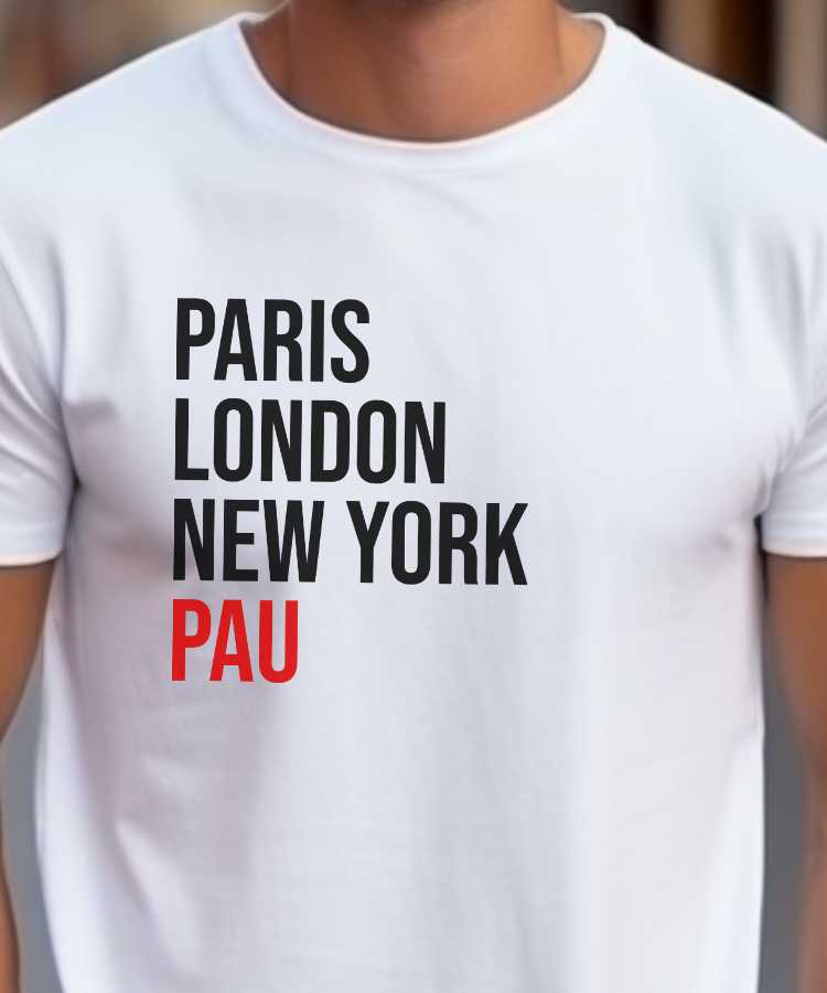T-Shirt Blanc Paris London New York Pau Pour homme-2