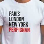 T-Shirt Blanc Paris London New York Perpignan Pour homme-2