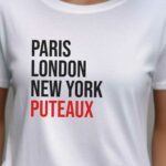T-Shirt Blanc Paris London New York Puteaux Pour femme-2