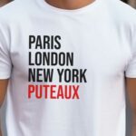 T-Shirt Blanc Paris London New York Puteaux Pour homme-2