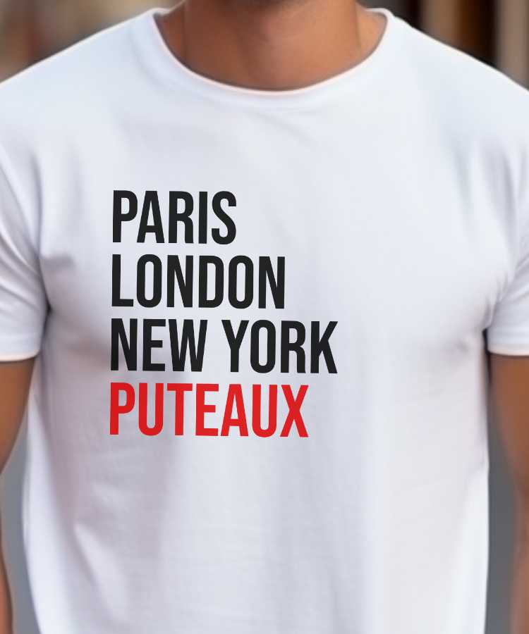 T-Shirt Blanc Paris London New York Puteaux Pour homme-2