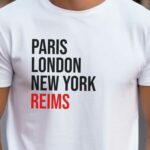 T-Shirt Blanc Paris London New York Reims Pour homme-2
