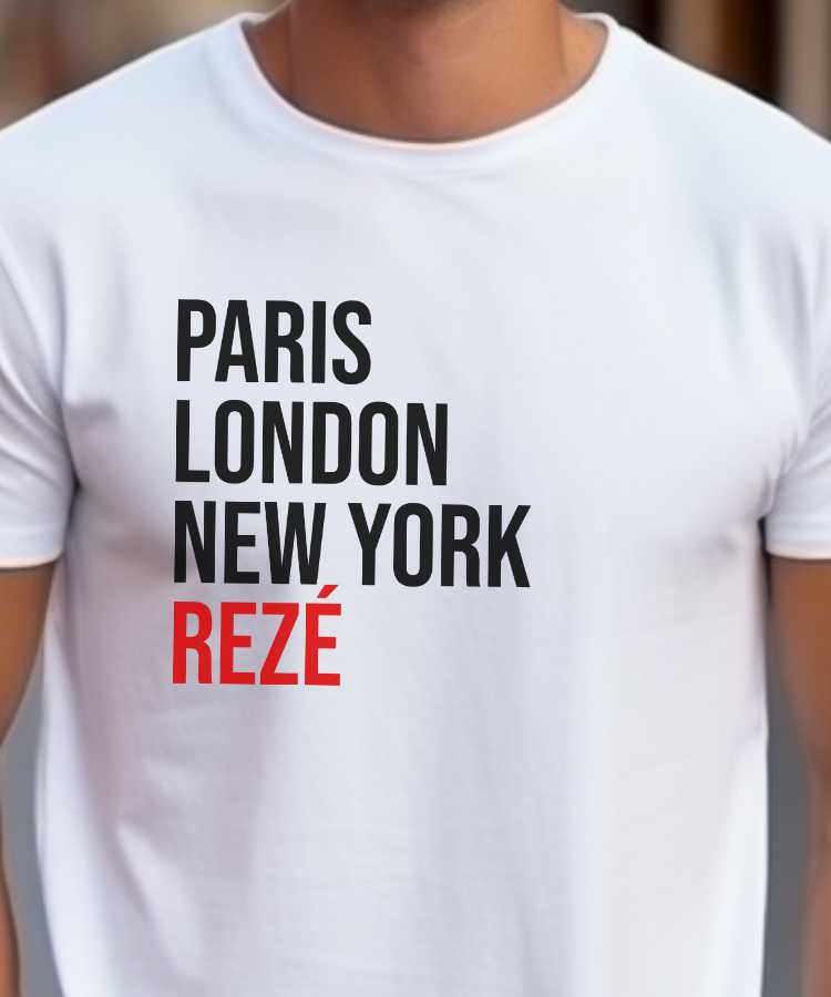 T-Shirt Blanc Paris London New York Rezé Pour homme-2