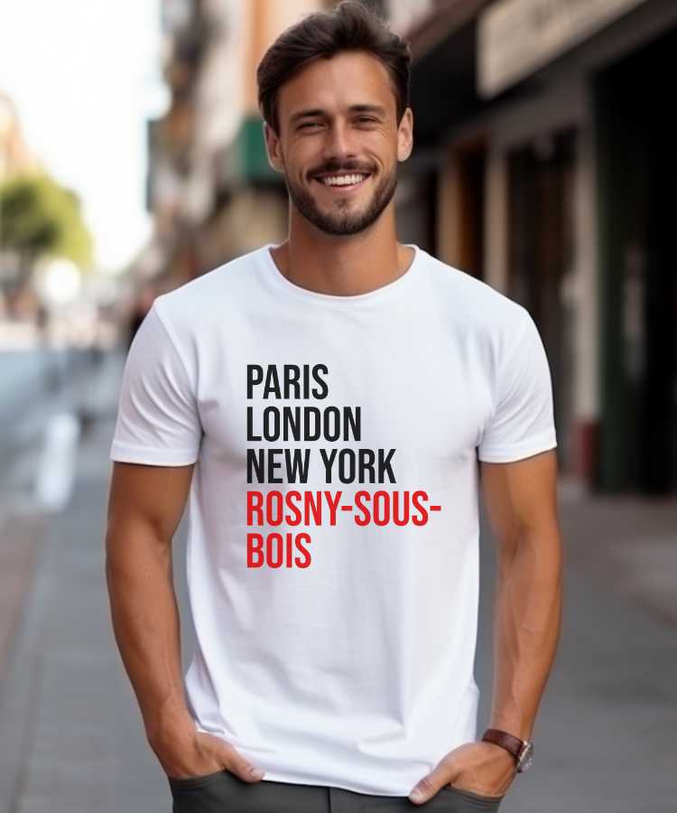 T-Shirt Blanc Paris London New York Rosny-sous-Bois Pour homme-1