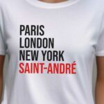 T-Shirt Blanc Paris London New York Saint-André Pour femme-2