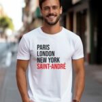 T-Shirt Blanc Paris London New York Saint-André Pour homme-1