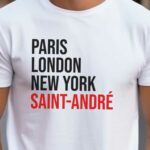 T-Shirt Blanc Paris London New York Saint-André Pour homme-2