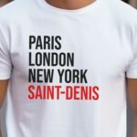 T-Shirt Blanc Paris London New York Saint-Denis Pour homme-2
