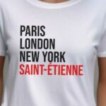 T-Shirt Blanc Paris London New York Saint-Étienne Pour femme-2