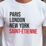 T-Shirt Blanc Paris London New York Saint-Étienne Pour homme-2