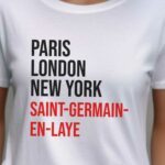 T-Shirt Blanc Paris London New York Saint-Germain-en-Laye Pour femme-2