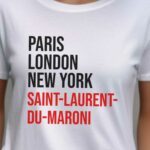 T-Shirt Blanc Paris London New York Saint-Laurent-du-Maroni Pour femme-2