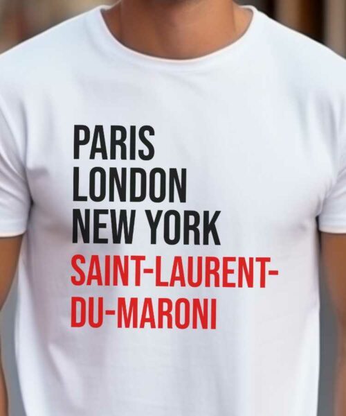 T-Shirt Blanc Paris London New York Saint-Laurent-du-Maroni Pour homme-2