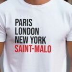 T-Shirt Blanc Paris London New York Saint-Malo Pour homme-2