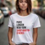 T-Shirt Blanc Paris London New York Saint-Martin-d'Hères Pour femme-1
