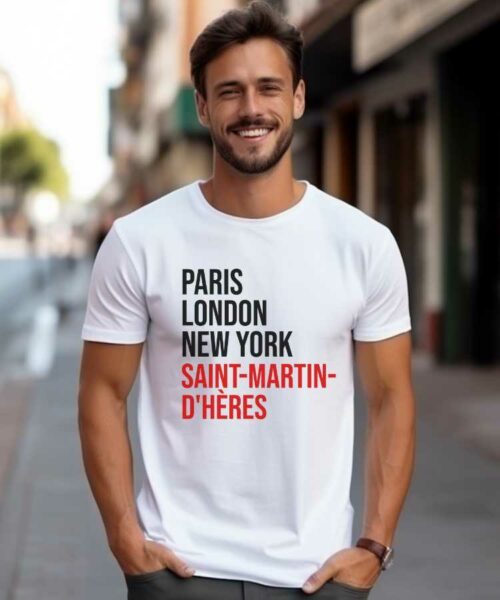 T-Shirt Blanc Paris London New York Saint-Martin-d’Hères Pour homme-1