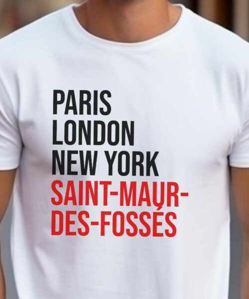 T-Shirt Blanc Paris London New York Saint-Maur-des-Fossés Pour homme-2