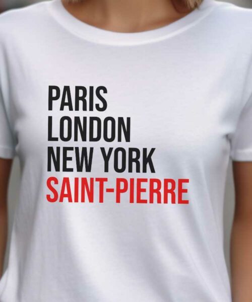 T-Shirt Blanc Paris London New York Saint-Pierre Pour femme-2