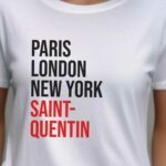 T-Shirt Blanc Paris London New York Saint-Quentin Pour femme-2