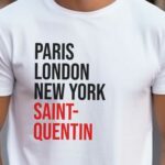 T-Shirt Blanc Paris London New York Saint-Quentin Pour homme-2