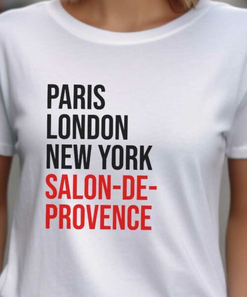 T-Shirt Blanc Paris London New York Salon-de-Provence Pour femme-2