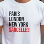 T-Shirt Blanc Paris London New York Sarcelles Pour homme-2