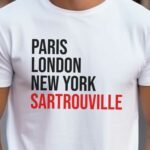 T-Shirt Blanc Paris London New York Sartrouville Pour homme-2