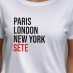 T-Shirt Blanc Paris London New York Sète Pour femme-2