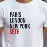 T-Shirt Blanc Paris London New York Sète Pour homme-2