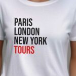 T-Shirt Blanc Paris London New York Tours Pour femme-2